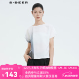 S.DEER圣迪奥新品晕染肌理拼接T恤S20280180 白色/90 S 160