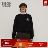 Teenie Weenie小熊春季美拉德简约圆领宽松休闲复古学院卫衣上衣女 黑色 M (165)