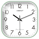 康巴丝（Compas）挂钟客厅静音时尚简约方形石英钟表挂墙卧室时钟 1559 绿色 32cm