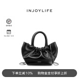 INJOYLIFE褶皱云朵包小手提包小众百搭羊皮链条包单肩斜挎包可爱女包 白色