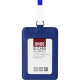 优和（UHOO）皮质证件卡套 深蓝 竖式 1个卡套+1根挂绳 工作牌员工牌胸卡 6112