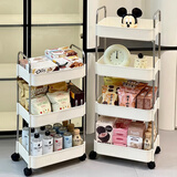 卓博置物架带轮可移动零食架书架客厅储物架厨房收纳架SJ12白色四层