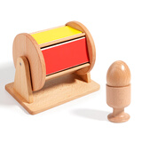 旗木蒙氏纺织鼓宝宝早教可啃咬音乐鼓触感统玩具婴幼儿童蒙台梭利教具 榉木彩虹纺织鼓+鸡蛋杯