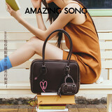 Amazing Song乙颂吐司包大号波士顿包小细纹牛皮大容量通勤轻奢单肩手提腋下包