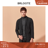 Brloote/巴鲁特 棉衣男时尚肌理风棉服男士中长款夹棉外套冬装 黑色 175/96A