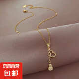 钛钢气质葫芦吊坠项链女轻奢小众设计精致锁骨链高级感时尚毛衣链 微镶葫芦吊坠项链
