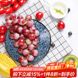 美浓烧 日本进口陶瓷盘子创意餐具日式菜盘碟子家用饺子寿司深盘水果盘 五件套 五个不同花色 8英寸