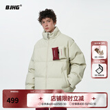 BJHG王栎鑫同款不计后果贴贴羽绒服冬季男生潮牌美式外套宽松防寒服女 奶昔白 L （150-170斤）