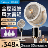 美的（Midea）电风扇空气循环扇暴风驱蚊落地扇家用大风力轻音净化扇-A 组合装【智控驱蚊款】暖灰+3瓶驱蚊液