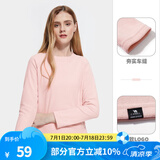 骆驼圆领抓绒衣男款秋季简约保暖长袖T恤情侣款打底衫上衣女 A1W1VV110，玫瑰灰粉，女 L