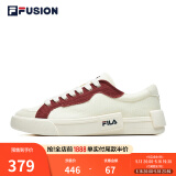 FILA FUSION斐乐女鞋帆布鞋女 低帮板鞋POP轻质帆布鞋休闲运动鞋女 奶白/烧砖红-GF 36.5
