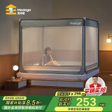 美朵嘉A类婴儿童防摔围栏蚊帐架1.5x2家用回底三开门香草绿【抗菌防螨】