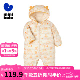 迷你巴拉羽绒服冬新款男女婴童鸭绒轻羽三防连体哈衣爬服 白红色调00316 100