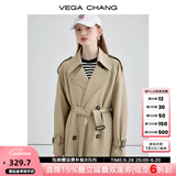 VEGA CHANG风衣外套女2025年春秋新款中长款高级感纯色大衣 摩卡棕 S