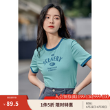 茵曼（INMAN）潮趣印花女装圆领短袖T恤修身显瘦套头短款2025夏季新款上衣 天蓝色 -18525987 S