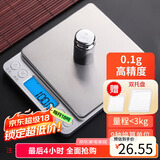 拜杰电子秤厨房秤不锈钢秤面烘培秤克秤食物秤3kg/0.1g咖啡电子秤克称