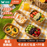 双枪（Suncha）一次性餐盒打包饭盒食品级带盖牛皮纸露营野餐水果盒 750ml*20套