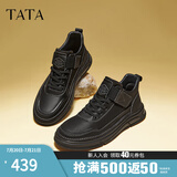 他她（TATA）冬商场同款英伦复古厚底短靴男士休闲高帮板鞋OBM01DD3 黑色 40