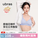 ubras虞书欣同款小花瓣杯软支撑性感内衣女聚拢文胸无钢圈胸罩 【经典款】奶盐蓝色-背勾 M 75A/75B/75C