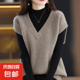 针织马甲背心女2025春秋新款纯色蝙蝠衫毛衣宽松百搭无袖坎肩上衣 8361卡其色【马甲】 2XL 推荐【125-135斤】