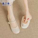 逸兰朵平底玛丽珍单鞋女款2025春秋季新款豆豆鞋软底晚晚风百搭小皮鞋子 米白色·优质优选版 38 (240mm) 标准码 脚胖脚宽大一码