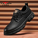 公牛世家【牛皮品质】软度舒适休闲皮鞋男商务休闲鞋复古马丁鞋男士休闲鞋 黑色&GN123101753 40