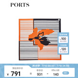 PORTS宝姿丝巾春季新款“曲线花影”印花方巾LD8A6119 燕麦灰