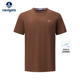 Navigare意大利小帆船男休闲简约凉感纯色短袖T恤1125505307 咖啡棕 XL