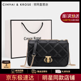 CinvaiKrose官网牛皮包包女包2025年新款女士斜挎包单肩包菱格链条包生日礼物 CK女包-黑色【大号】送妈妈实用
