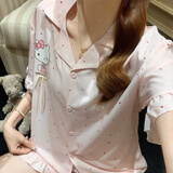 贝逸芙法式高级感睡衣女夏季冰丝薄款2025年新款网红气质短袖短裤套装夏 JDX261Y#双短-粉KT M