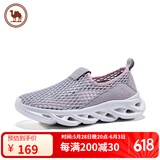 骆驼牌休闲鞋女网面透气轻便运动健步鞋W01303562浅灰/粉红38