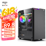 爱国者（aigo）JV13黑色 电脑台式主机箱 桌面matx小机箱（透明侧板/ITX主板/240水冷/RGB灯条）