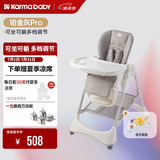 karmababy卡曼宝宝餐椅可折叠多功能婴儿餐椅可坐可躺0-6岁儿童成长餐椅 【无置物篮】 铂金灰pro+音乐盘