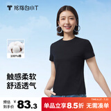 拇指白小T一代纯棉短袖T恤男女春夏休闲小白丅百搭打底衫 墨黑女款 L 