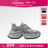 GG-CC【白鹿同款】闪耀银河2024年新款老爹鞋女厚底银色运动鞋G24U0273 银色 皮面 34