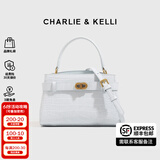 CHARLIE&KELLI CK品牌轻奢包包女包鳄鱼纹凯莉包2025新款手提斜挎包女生日礼物 天空蓝【代写贺卡 赠品牌礼袋】