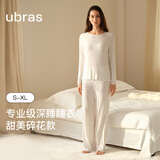 ubras呼呼碎花裙子女生套头长袖睡衣套装碎花家居服 白底薰衣草印花 M