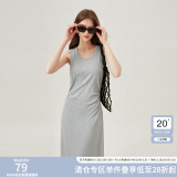 范思蓝恩范思蓝恩时尚针织T恤裙女2024夏季新款针织无袖背心裙包袖12883 灰色 M