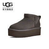 UGG冬季女士经典迷你纯色厚底保暖休闲短筒雪地靴1135092 CHRC | 炭灰色 37