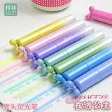 柯林在逃公主软头荧光笔淡色系标记笔学生用彩色笔做笔记专用套装粗划重点不易晕染记号笔颜色银光笔 冰雪奇缘【4支盒装】