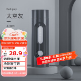 炊大皇玻璃杯双层隔热防摔茶水分离男女士便携玻璃水杯 太空灰420ml