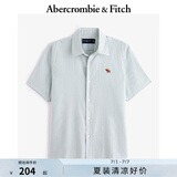 ABERCROMBIE & FITCH男装25夏季新款经典小麋鹿LOGO牛津纺外搭短袖衬衫KI125-5084 绿色 L (180/108A)