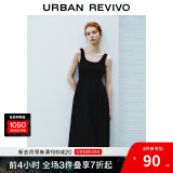 UR夏季新款女装时尚法式简约高级感拼接连衣裙UWU740055 黑色 XS