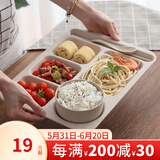 虎神餐盘成人分格快餐盘饭盆小麦秸秆学生食堂打饭自助餐五格盘 小麦餐盘+碗+筷勺【北欧绿】