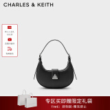 CHARLES&KEITH三角扣新月包腋下包单肩包包女包女友生日520礼物CK2-50271205 Noir黑色 S