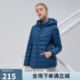 坦博尔轻薄羽绒服女宽松可脱卸帽女士轻薄羽绒外套TD216236 古韵蓝 170 