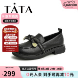 他她春商场同款时尚甜美蝴蝶结百搭乐福鞋WCPA1AA3 黑色 40