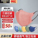 胜丽 薄款口罩一次性 防飞沫颗粒物工业粉尘花粉装修专用 一次性口罩3D彩色系列-50只随机发货 M5701