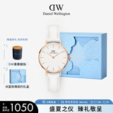 丹尼尔惠灵顿（DanielWellington）DW女表金边白色皮质表带28mm白盘欧美简约风节日礼物DW00100249