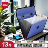 得力（deli） A4手提风琴包 大容量多层文件夹 办公学生用试卷收纳袋公文包女商务男士 办公用品 5232（蓝色树纹面13格）